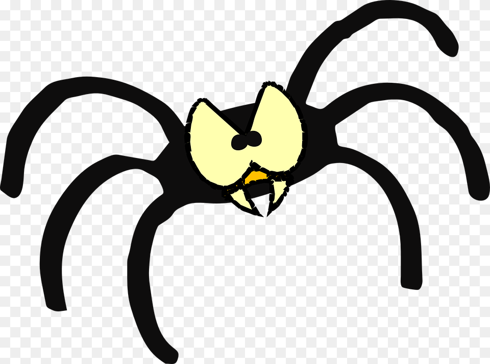 Eyes Cartoon Spider Bug Sharp Teeth Fangs Legs Scary Spider Clipart, Animal, Bee, Insect, Invertebrate Png Image