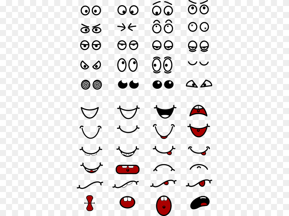 Eyes Fun Mouth Parts Rolling Eyes Laughing Facial Features Clipart, Text, Symbol Png