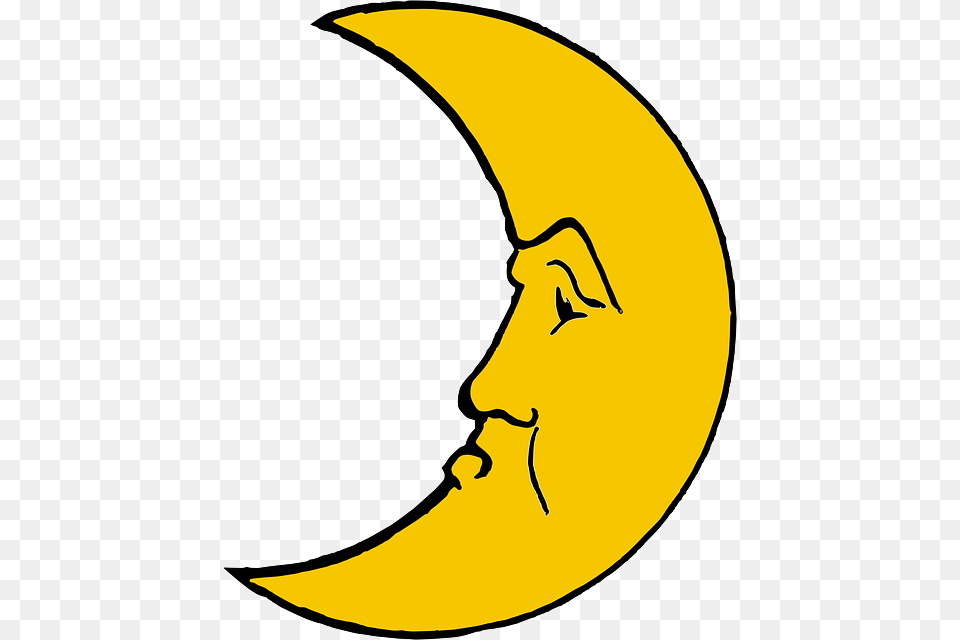 Eyes Moon Face Cartoon Crescent Mouth Nose, Produce, Plant, Outdoors, Night Free Transparent Png