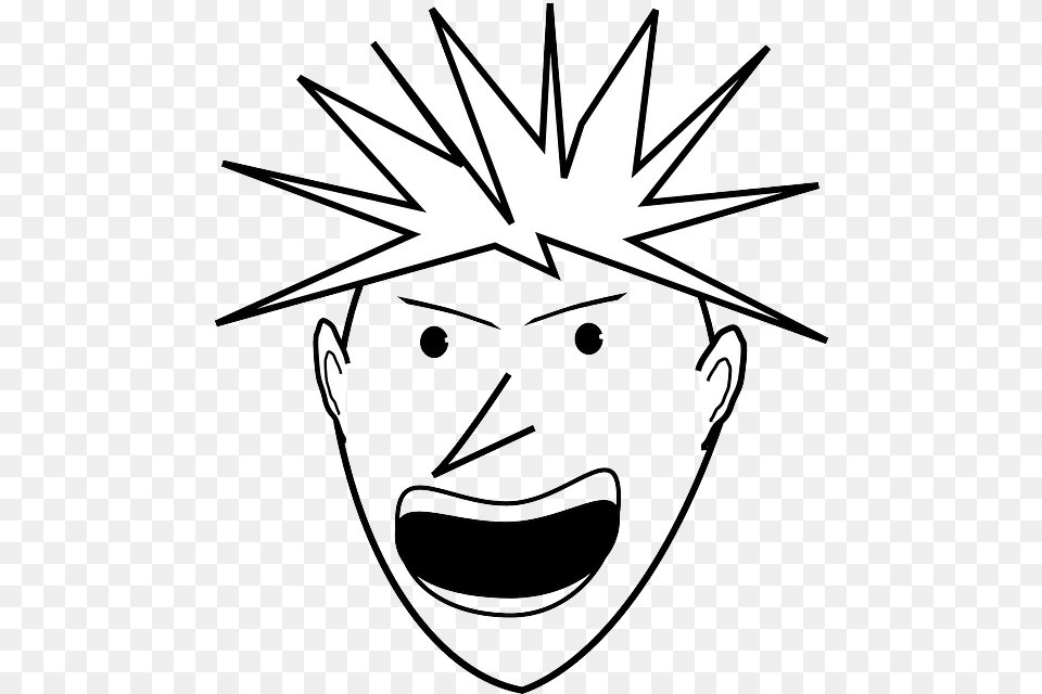 Eyes People Boy Man Angry Punk Face Person Angry Face Clipart Black And White, Stencil, Book, Comics, Publication Png