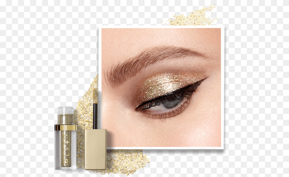 Eyes That Mesmerize Stila Glitter And Glow Liquid Eyeshadow Gold Goddess, Cosmetics, Face, Head, Person Png Image