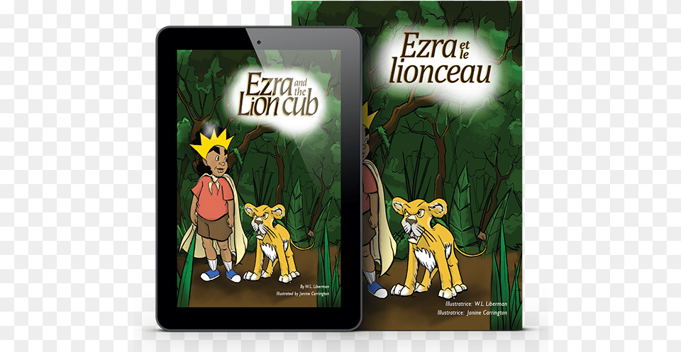 Ezra And The Lion Cub Cartoon, Book, Comics, Publication, Plant Free Png