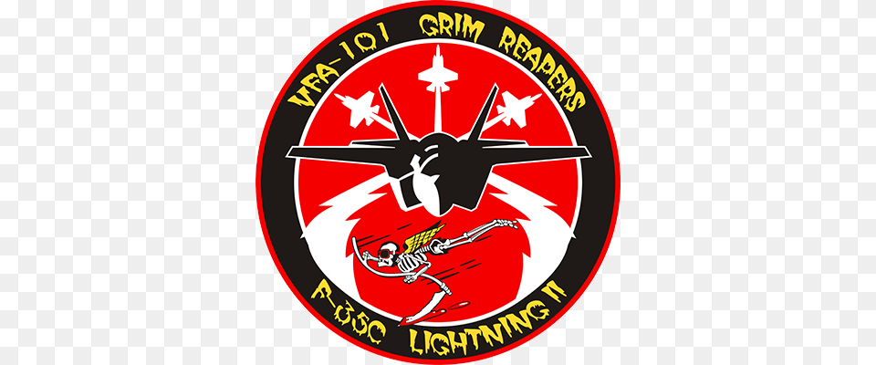 F 35 Lightning Ii Vfa 101 Grim Reapers Vfa 101 Grim Reapers Logo, Emblem, Symbol Free Transparent Png