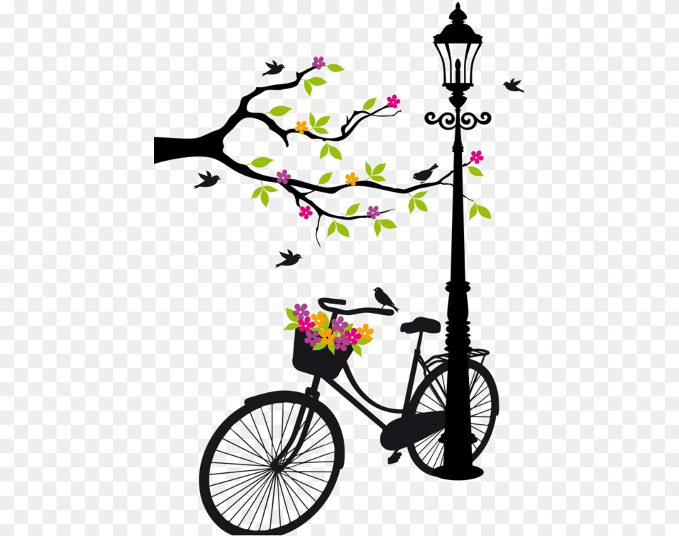 F E C Cycle With Flowers Drawing, Machine, Wheel, Bicycle, Transportation Free Png Download