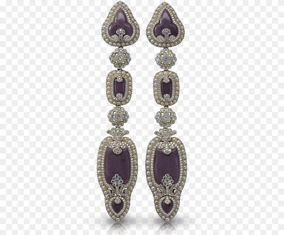 Faberg Scheherazade Long Earrings Features Lilac Jasper Earrings, Accessories, Earring, Jewelry, Gemstone Png Image