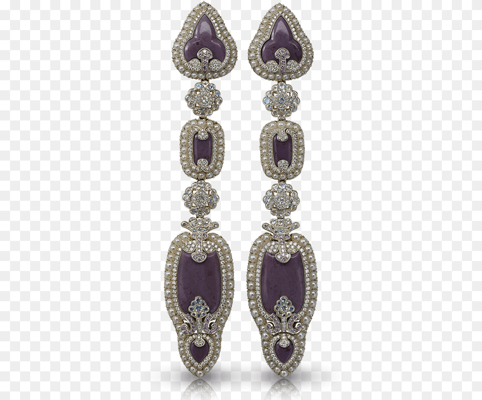 Faberg Scheherazade Long Earrings Features Lilac Jasper Gold, Accessories, Earring, Jewelry, Gemstone Free Png Download