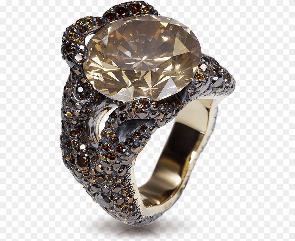 Faberg Tree Root Ring 1 Large Round Coloured Diamond Faberge Schmuck, Accessories, Gemstone, Jewelry, Crystal Free Png