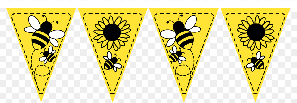Fabric Bunting Bees U0026 Sunflowers U2013 Mycampervan Clip Art, Triangle Png Image