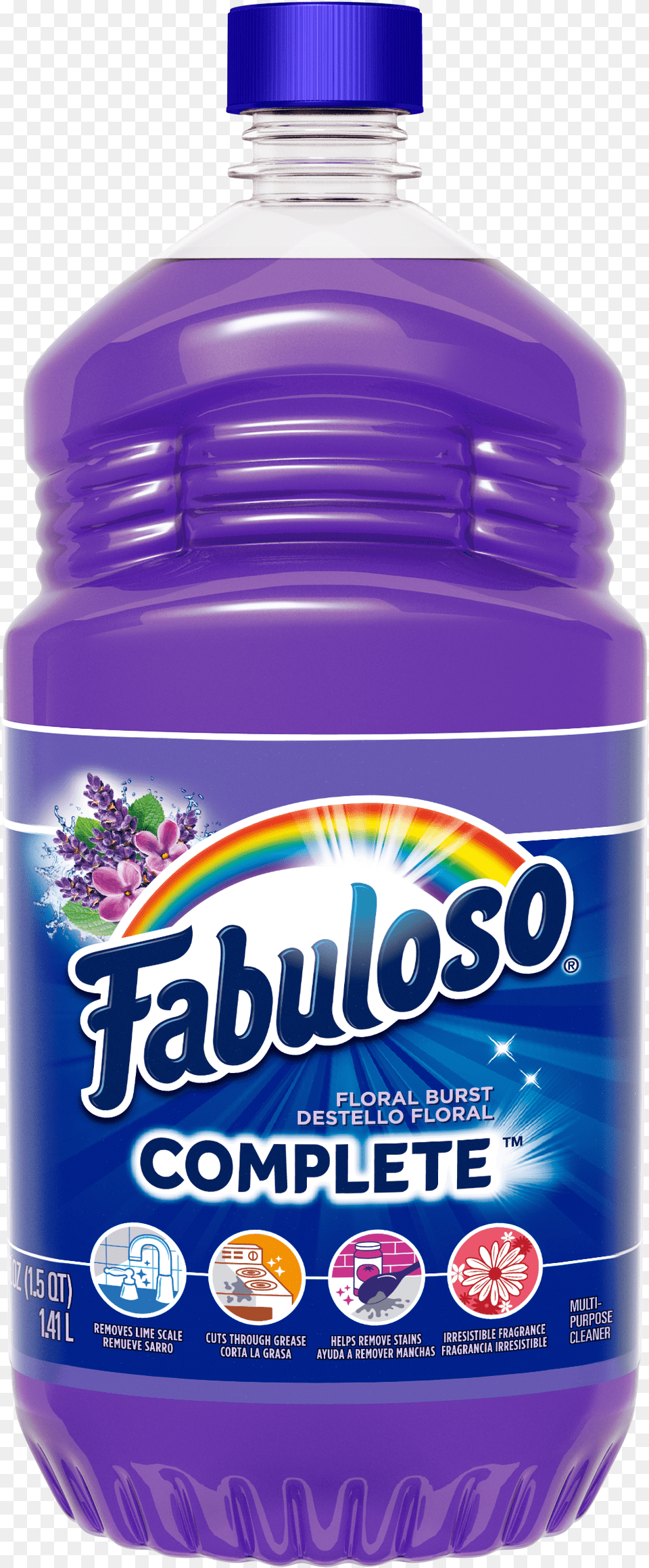 Fabuloso Complete All Purpose Household Cleaner Floral Fabuloso, Purple, Bottle, Alcohol, Beer Png