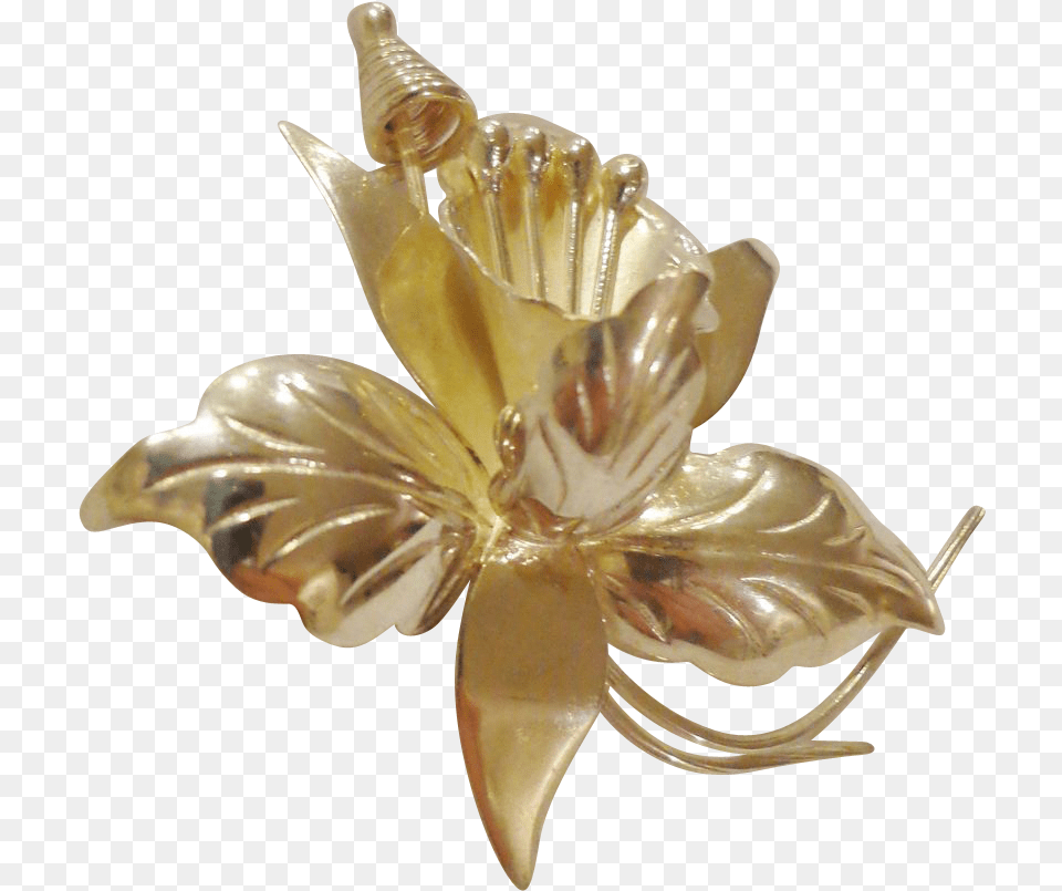 Fabulous Vintage Taxco Sterling Silver Iris Pin Flower Body Jewelry, Accessories, Brooch, Animal, Invertebrate Free Png