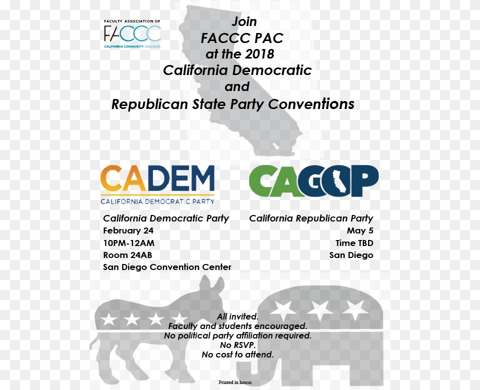 Faccc Pac At California Democratic Party Convention Democratic Party, Advertisement, Poster, Text, Animal Png