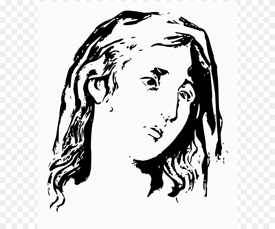 Face Expression 12 Woman Bw, Art, Stencil, Drawing, Adult Free Transparent Png