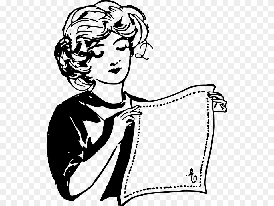 Face Female Handkerchief Lady Woman Use A Napkin Clipart, Gray Free Png Download
