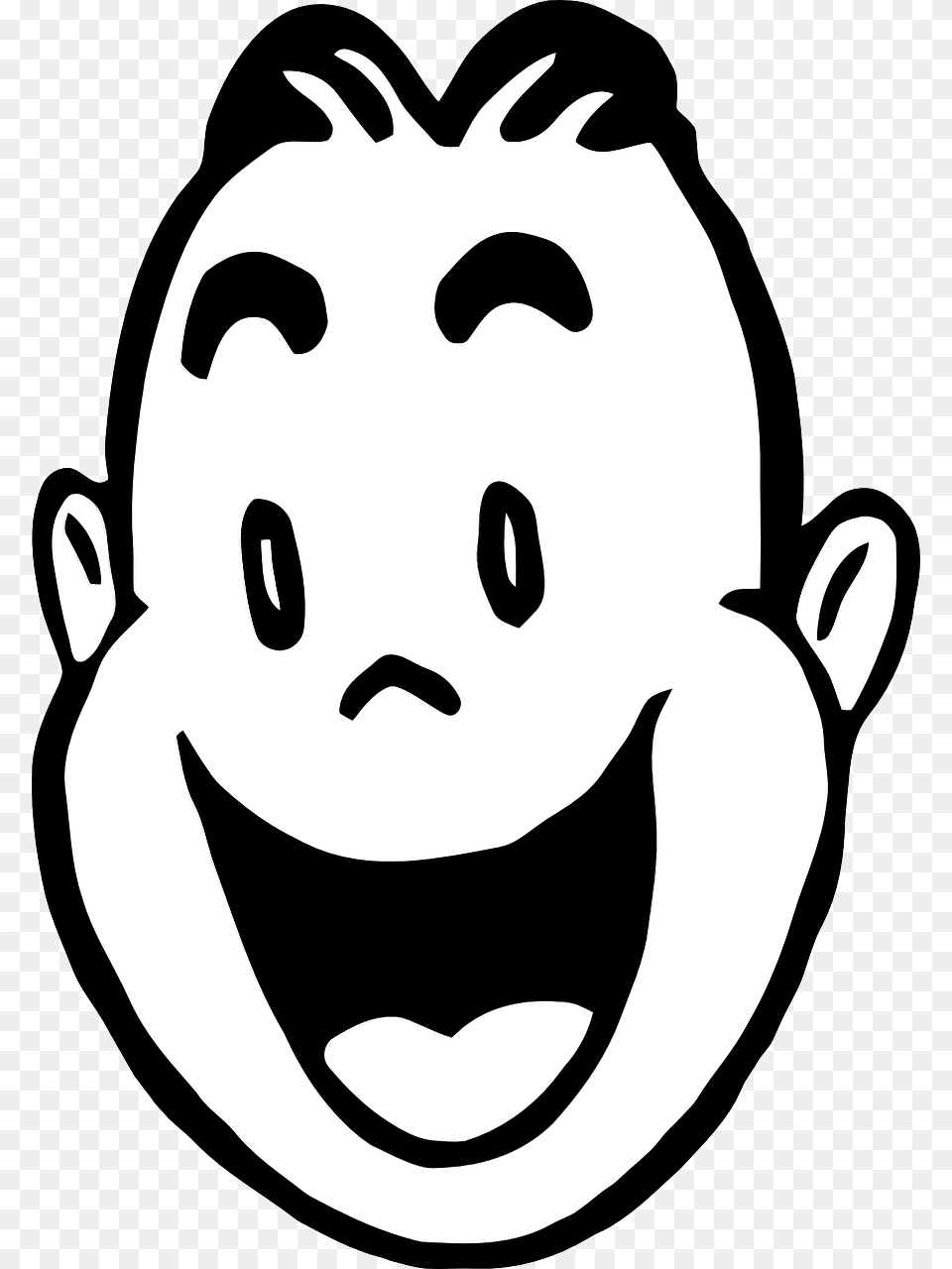 Face Male Man Photo Happy Faces Clipart Black And White, Stencil, Baby, Person Free Png