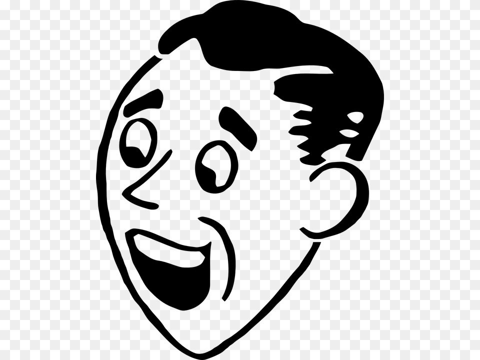 Face Male Man Smile Smiling Happy Eyes Nose Black And White Surprised Person, Gray Free Png Download