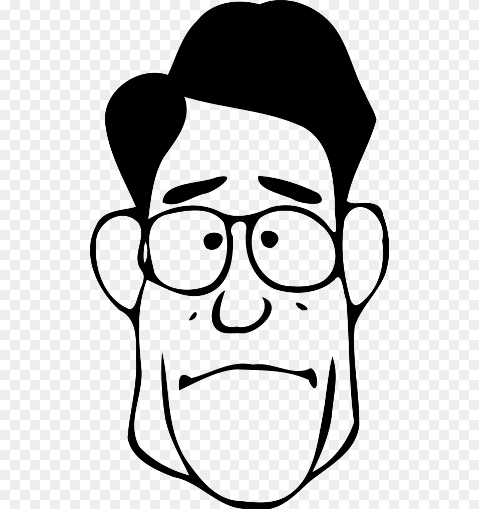 Face Man Surprised Cartoon Uncle Black And White, Gray Png