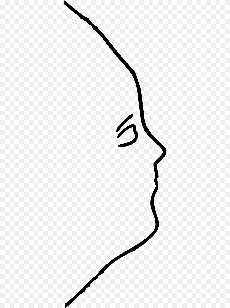 Face Outline Side View, Gray Png Image