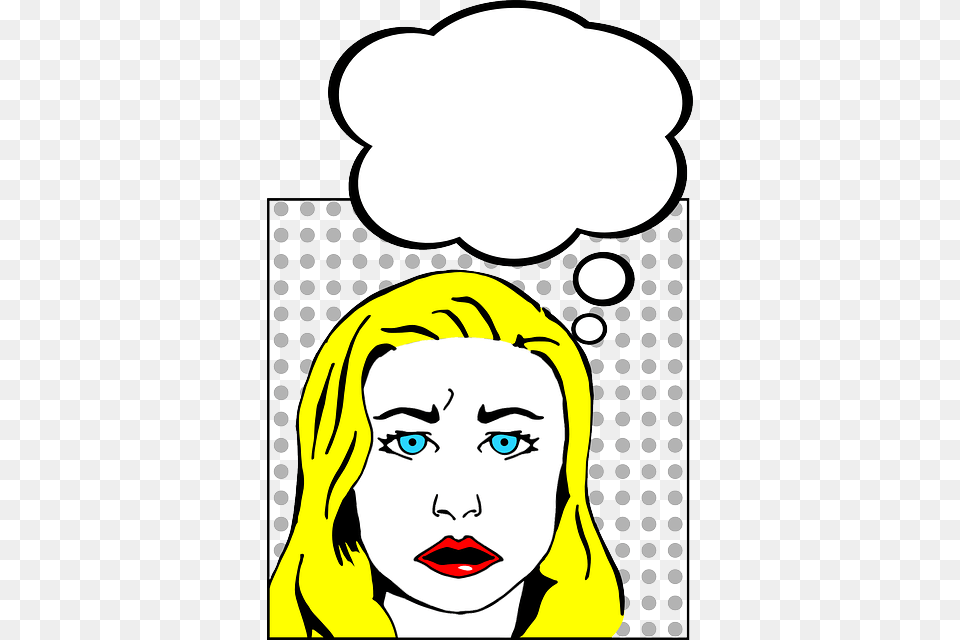 Face Pop Art Woman Worried Blonde Bubble Good Topics To Do A Speech, Book, Comics, Publication, Head Free Png