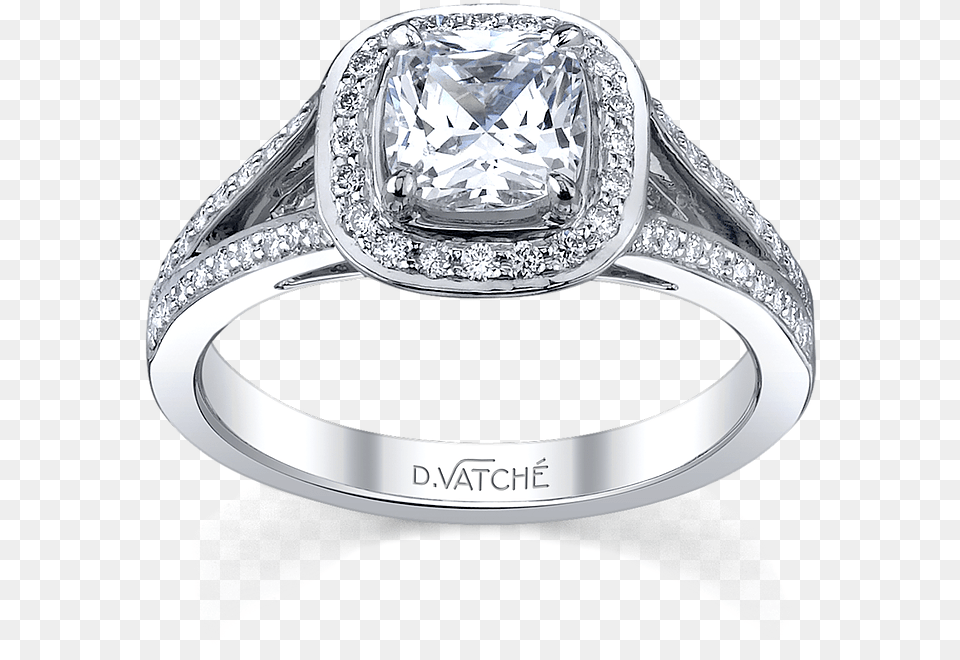Face Up M Split Shank Halo Engagement Ring, Accessories, Jewelry, Silver, Diamond Free Png Download