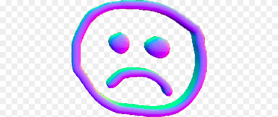 Face Vaporwave Vaporwave Sad Face, Light, Disk, Purple, Neon Free Png Download