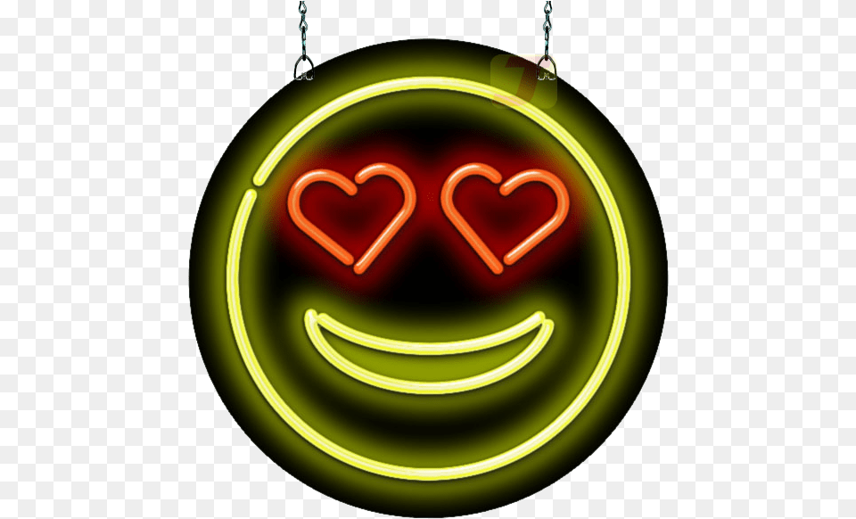 Face With Heart Eyes Emoji Neon Sign Happy, Light, Accessories, Jewelry, Locket Free Png Download
