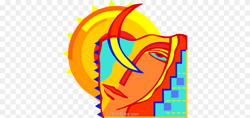 Face With Sun And Moon Royalty Vector Clip Art Illustration, Modern Art, Graphics, Baby, Person Free Png