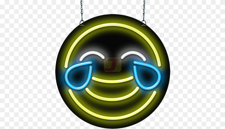 Face With Tears Of Joy Emoji Neon Sign Circle, Light, Disk Free Png