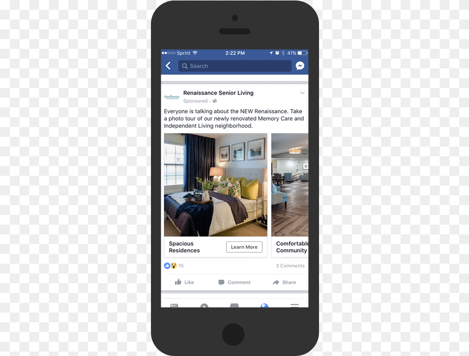 Facebook Advertising Example Iphone, File, Bed, Furniture, Indoors Png Image