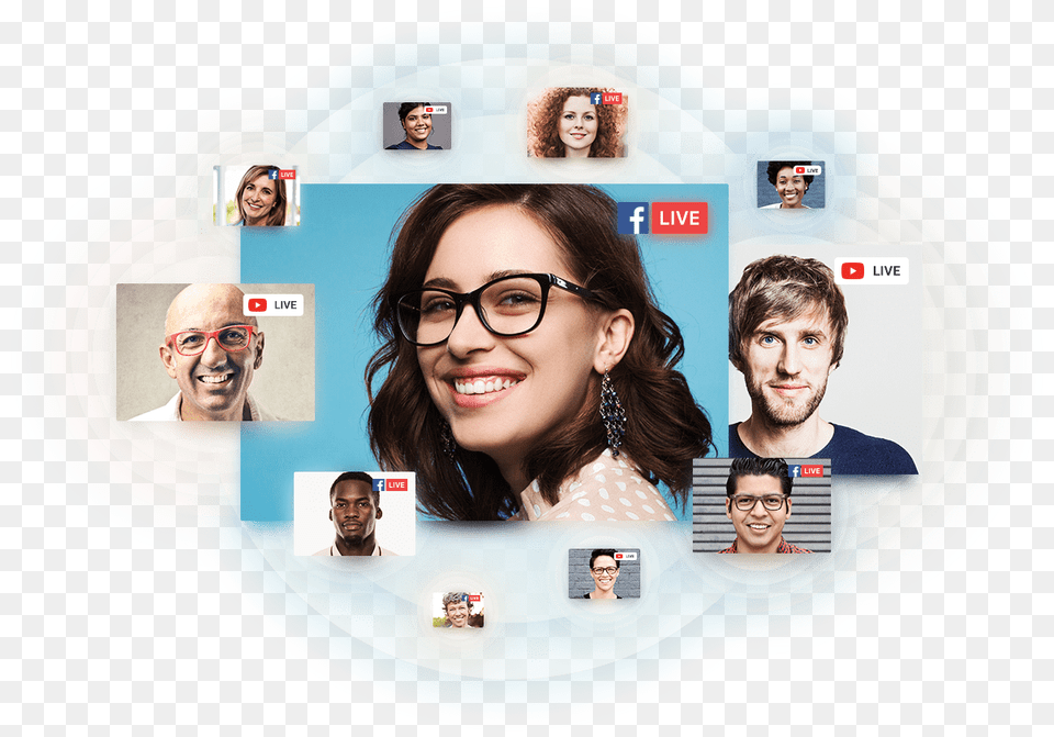 Facebook Amp Youtube Live Girl, Accessories, Art, Collage, Glasses Free Png