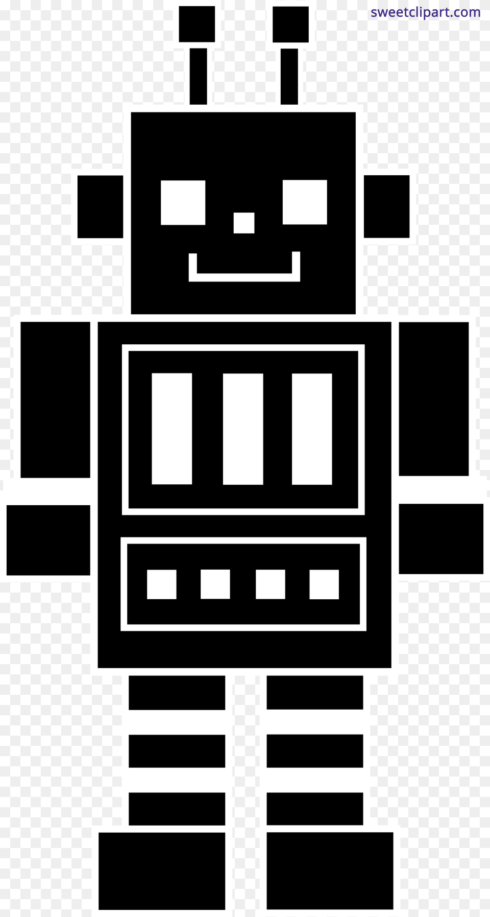Facebook Clipart Black And White Black And White Robot Clipart, Stencil, Scoreboard Free Png