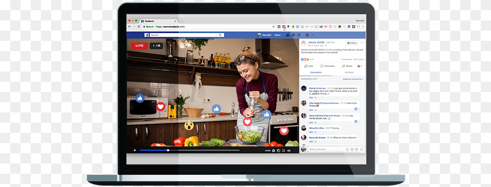 Facebook Live Cooking Show Comments Emojis And Views Facebook Live Questions, Hardware, Screen, Monitor, Computer Hardware Free Transparent Png