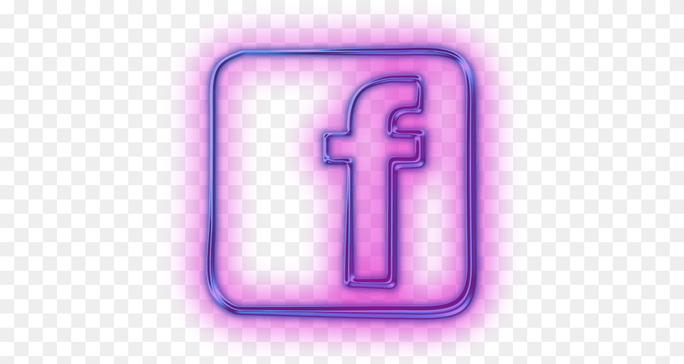 Facebook Logo Neon, Purple, Light, Text, Number Png Image