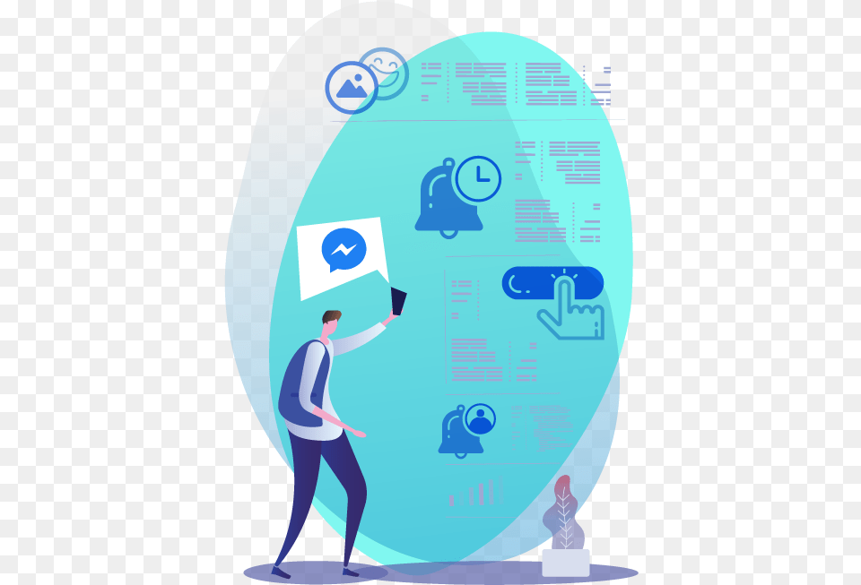 Facebook Messenger Push Notifications Illustration, Adult, Female, Person, Woman Free Png Download
