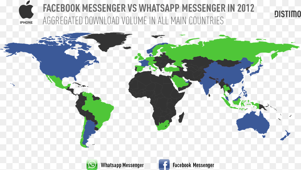 Facebook Messenger Vs Whatsapp Messenger Per Country World Map Grey With Antarctica, Chart, Plot, Land, Nature Free Png Download