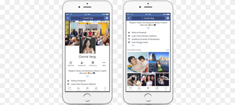 Facebook Revamped Profiles Put Featured Photos On Facebook, Phone, Electronics, Mobile Phone, Adult Free Transparent Png