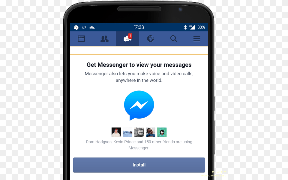 Facebook Says You Must Install Its Messenger App Facebook Messenger Phone, Electronics, Mobile Phone, Person Free Png Download