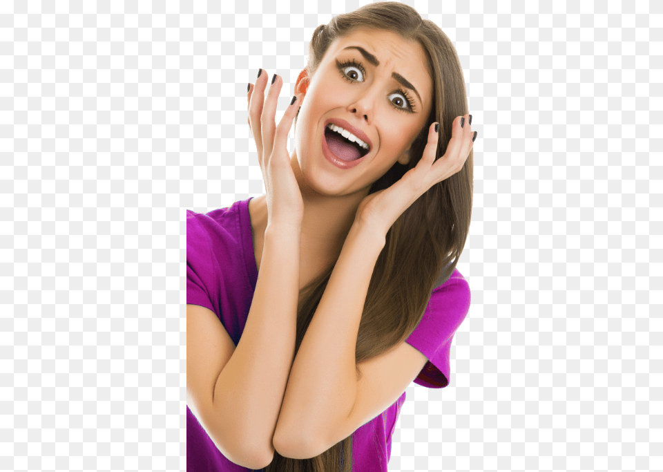 Facefacial Hairsittingtongue Fear Woman, Person, Face, Surprised, Head Free Png