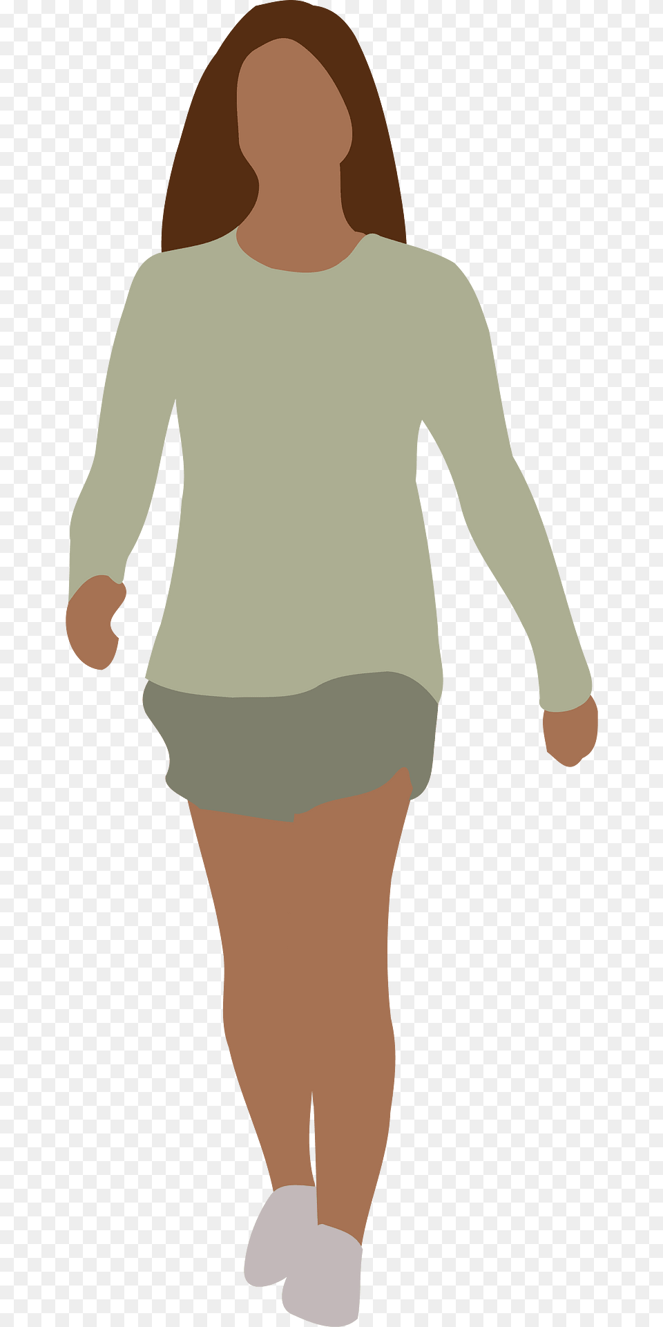 Faceless Woman Walking Clipart, Clothing, Long Sleeve, Person, Shorts Png