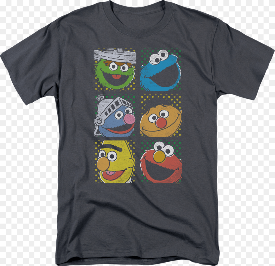 Faces Of Sesame Street T Shirt Judge Dredd Mens Shirt, Clothing, T-shirt, Person, Animal Free Png Download