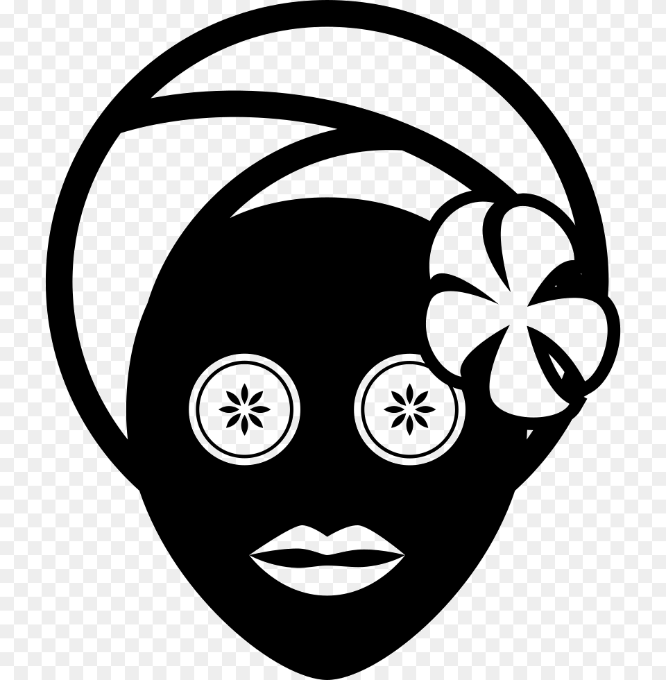 Facial Mask With Flower In Spa Comments Spa Clipart Black And White, Stencil, Baby, Person Free Transparent Png