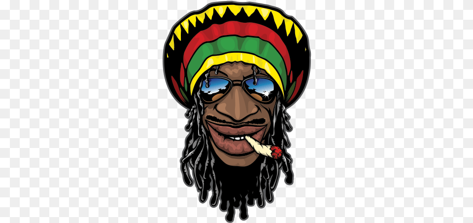 Factories Clipart Smoking Jamaica Reggae Festival Cd Smoking Rasta Man Cartoon, Hat, Clothing, Sunglasses, Person Png