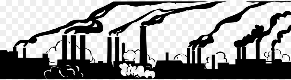 Factory Graphic Environment Pollution Black And White, Gray Free Png Download