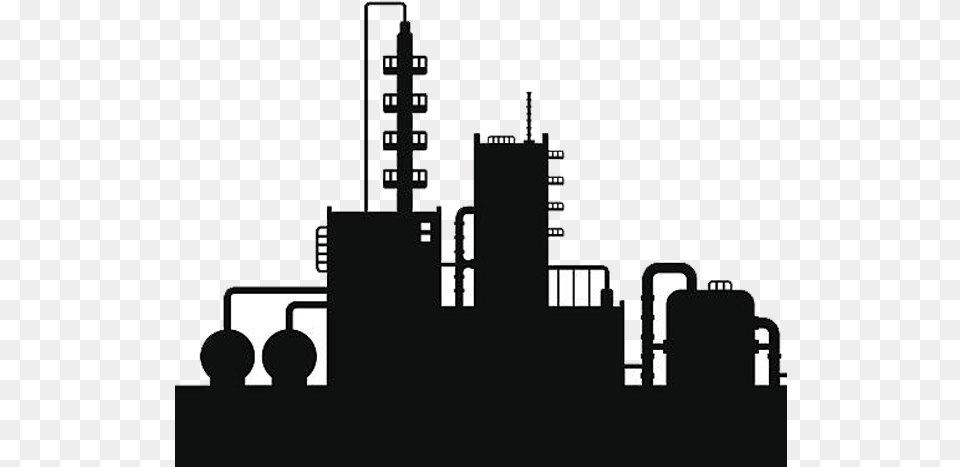 Factory Silhouette Image With No Transparent Oil Refinery Clipart, City, Urban, Cad Diagram, Diagram Png