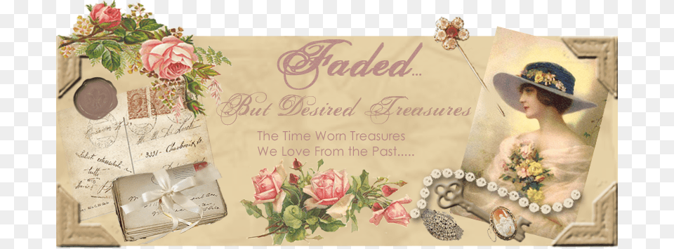 Faded But Desired Treasures Victorian Rose Birthday Greeting Card, Greeting Card, Envelope, Mail, Plant Free Transparent Png