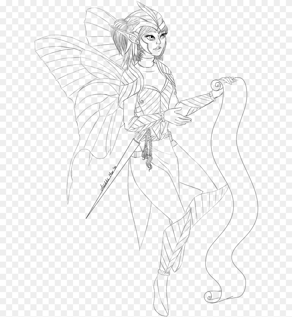 Faerie Drawing Sketch Line Art, Person Free Png Download