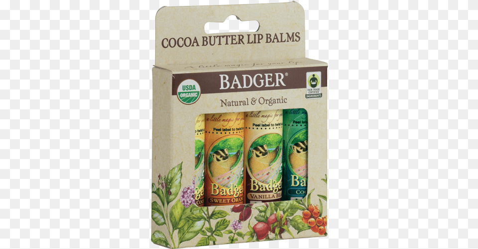 Fair Trade Cocoa Butter Lip Balm 4 Pack Badger Stress Soother Balm Stick 06 Oz, Herbal, Herbs, Plant, Tin Free Png Download