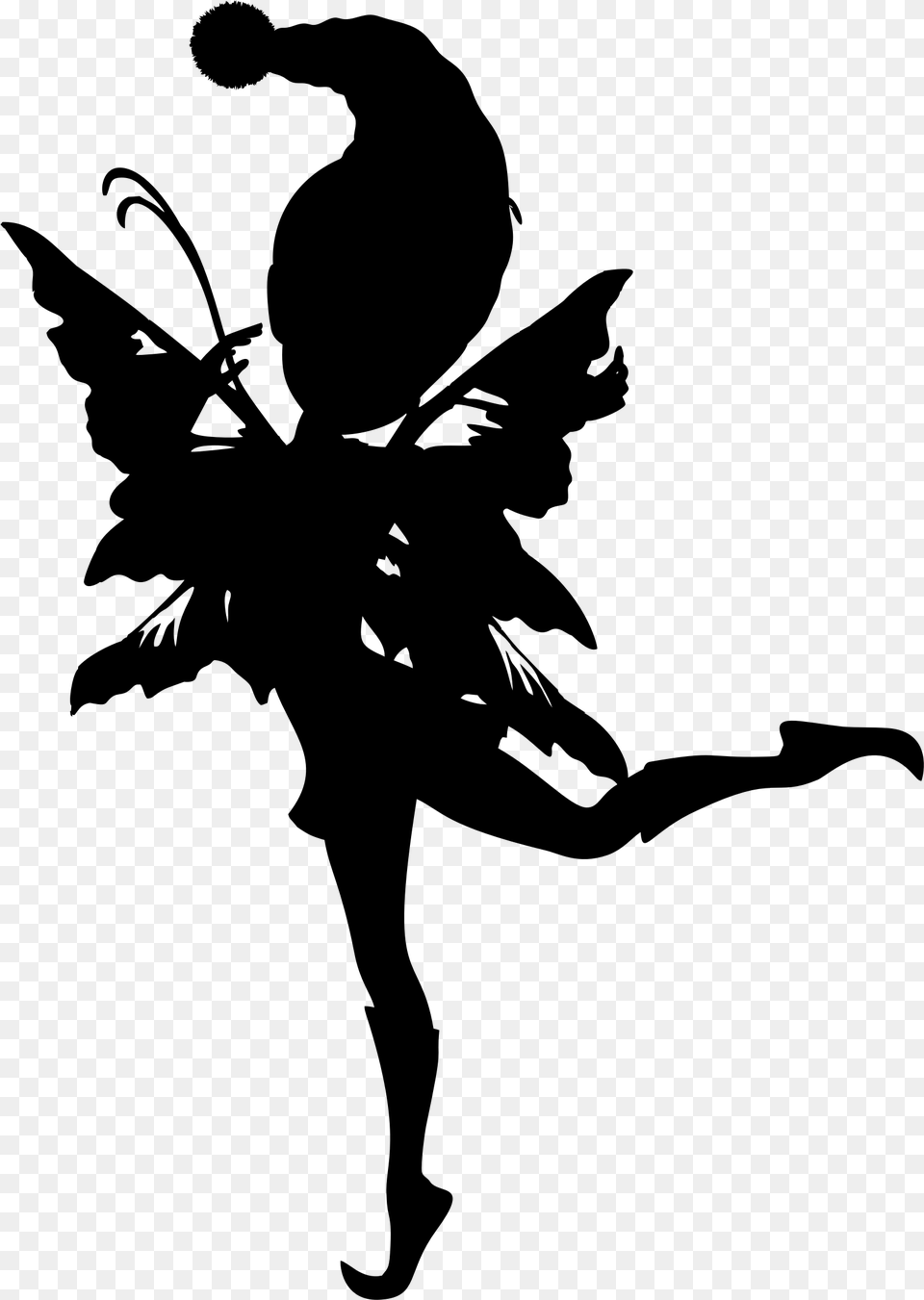 Fairies Silhouette Black Fairy Clipart Silhouette, Gray Free Png Download