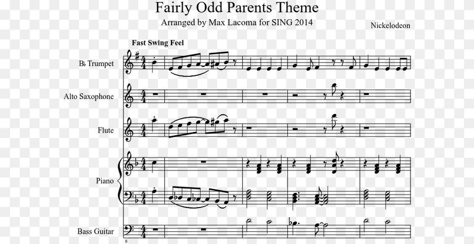 Fairly Odd Parents Theme Song Sheet Music, Gray Free Png Download