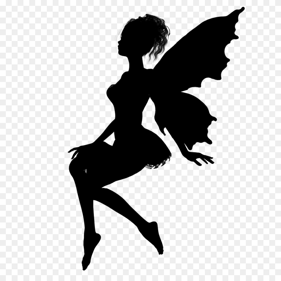 Fairy, Silhouette, Stencil, Adult, Person Free Png Download