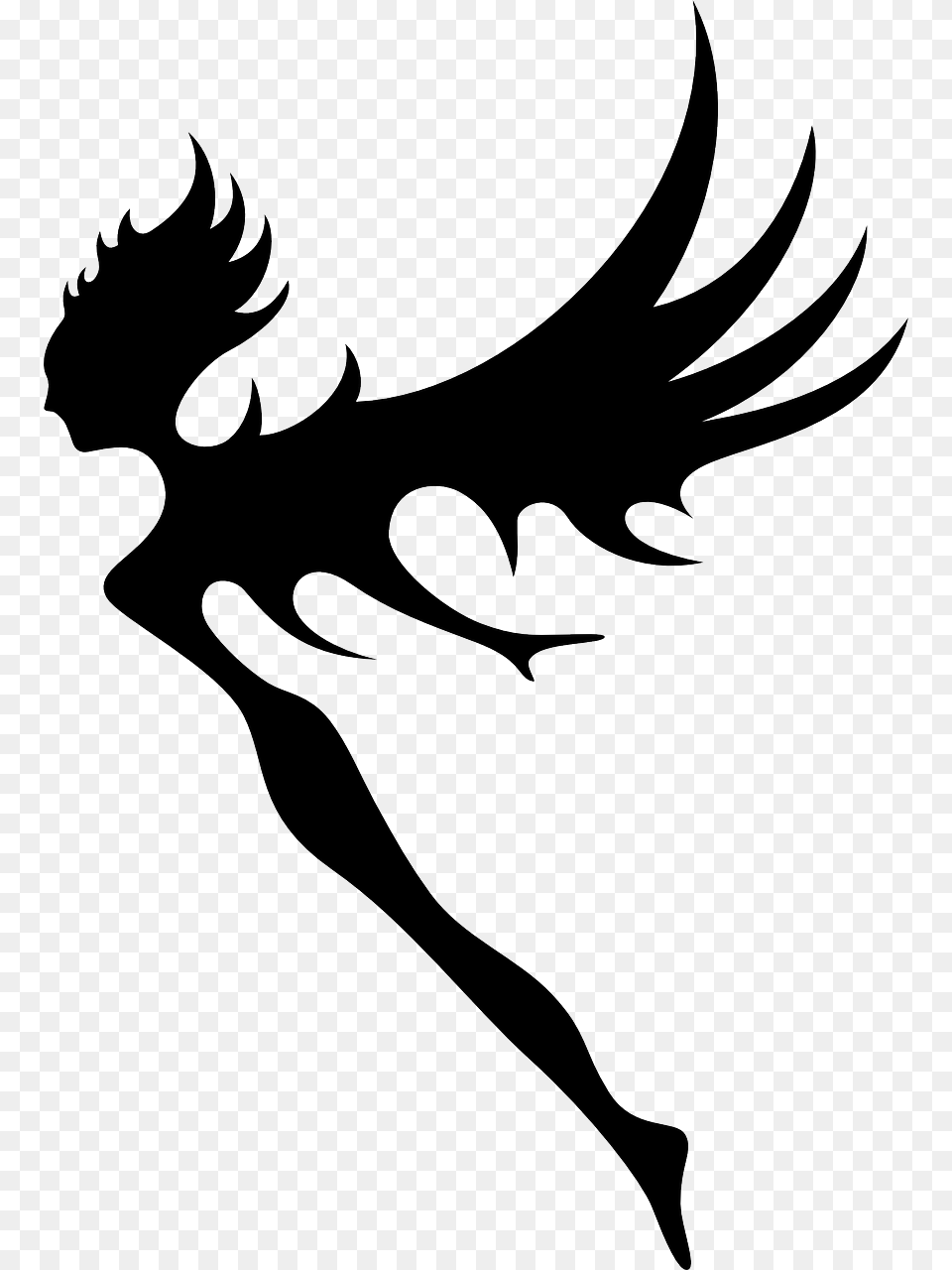 Fairy Black, Stencil, Animal, Fish, Sea Life Free Transparent Png